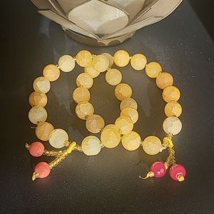 **3 for $15** MIX 3 / 10mm natural yellow bead bracelets lucky 6mm bead tassels